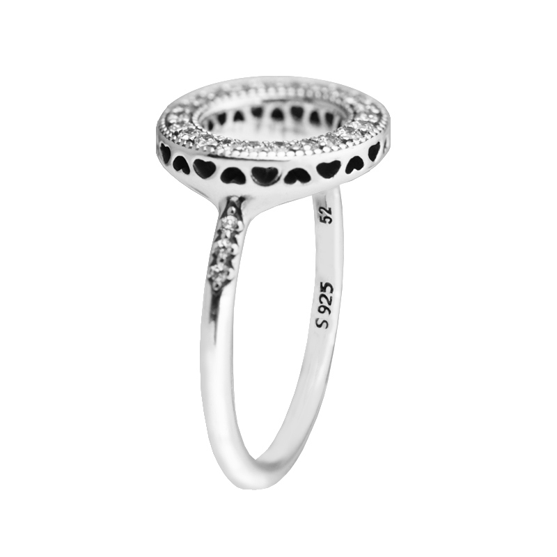 Compatible with jewelry ring silver Hearts of Halo rings White Crystal 100% 925 sterling silver jewelry wholesale DIY For Women