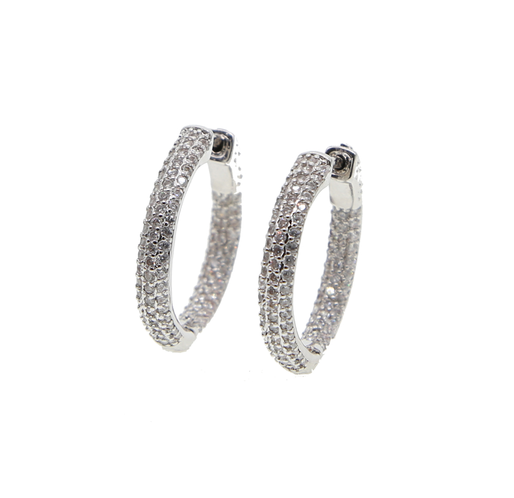 wide band full cubic zirconia paved cz hoops Huggie hoops silver plated 25mm 50mm sparking bling women gorgeous earring