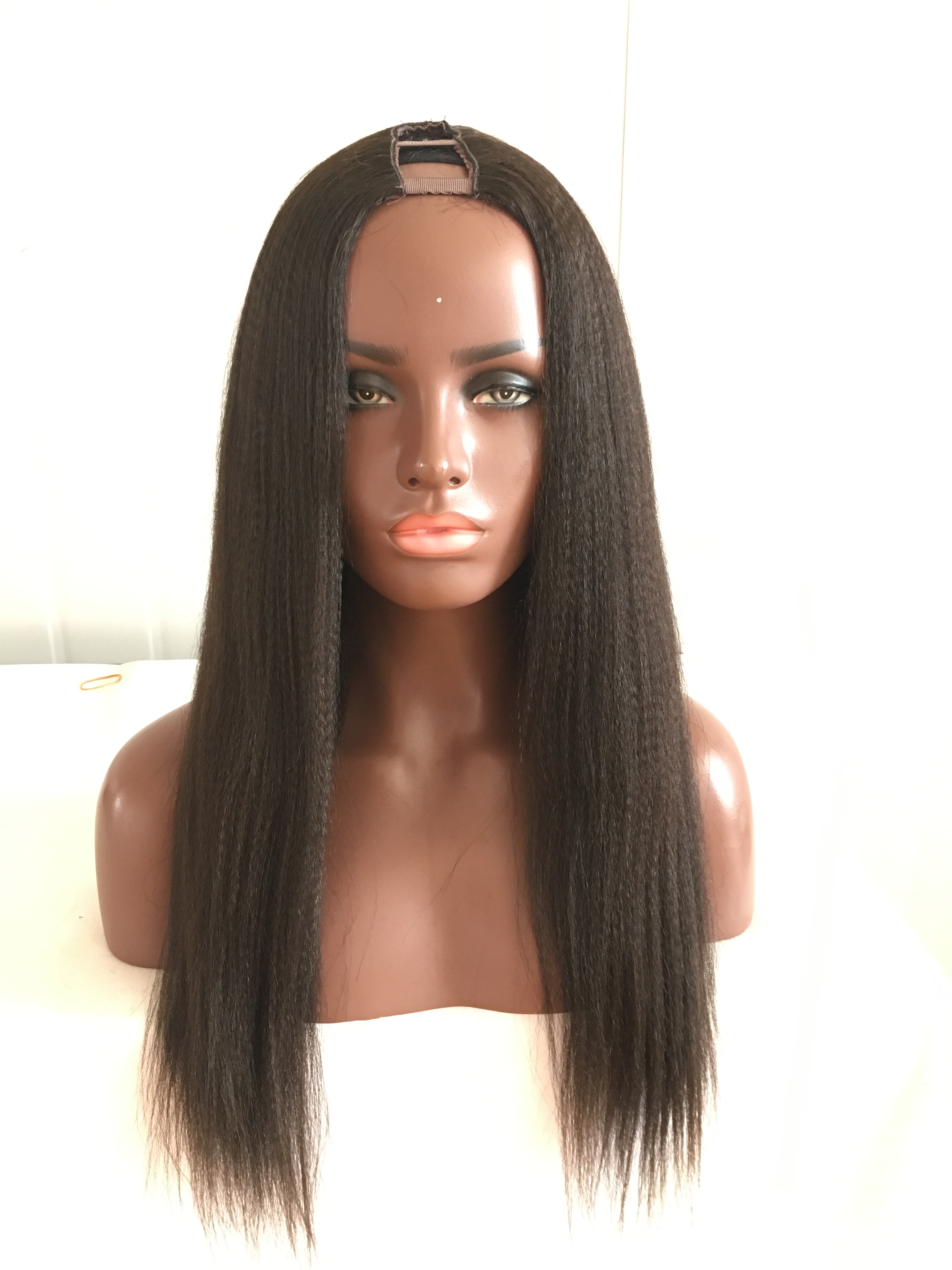 

Italy Yaki 8-24inch Human Hair U Part Wig 1#/1b/2#/4#/natural color/ Brazilian Virgin Hair U Part Lace Wigs For Black Women with baby hair