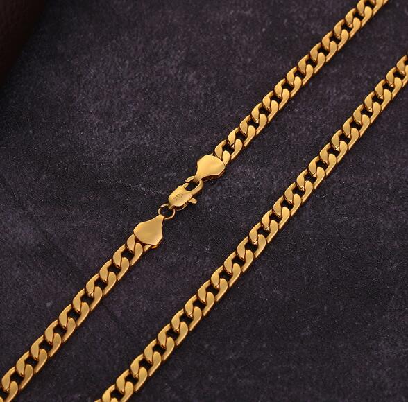 6 mm*16-30 inch 18k gold plated necklace fashion personality sautoir Man/woman gold couples necklace accessories hip hop