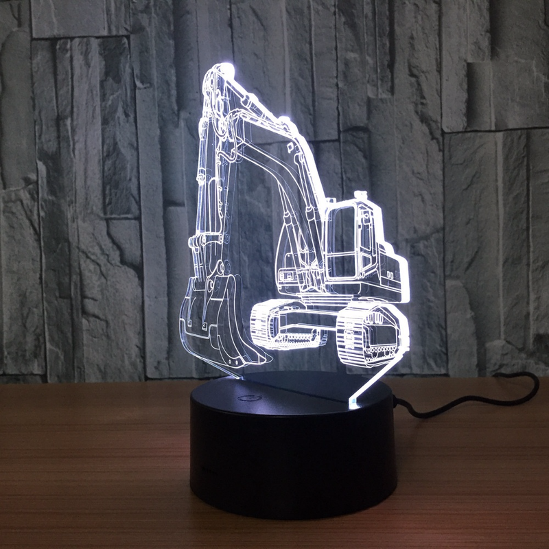 Excavator 7 Color Lamp 3d Visual Led Night Lights for Kids Touch Usb Table Lampara Lampe Baby Sleeping Nightlight Motion Light
