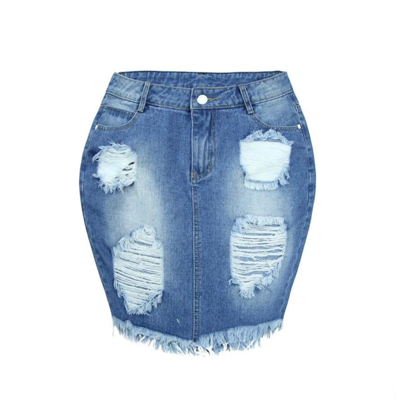 Feitong Fashion Women Denim Skirt Jeans 2018 Fashion Vintage Sexy High Waist Ripped Skinny Short Mini Pencil Skirt faldas mujer S916