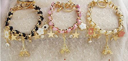 hot Fashion new star flower heart-shaped card rope Eiffel Tower crystal bracelet female fashion classic exquisite