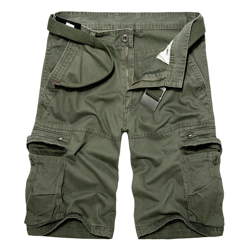 Summer Mens Cargo Shorts army green Coon Shorts men Loose Multi-Pocket Homme Casual Bermuda Trousers