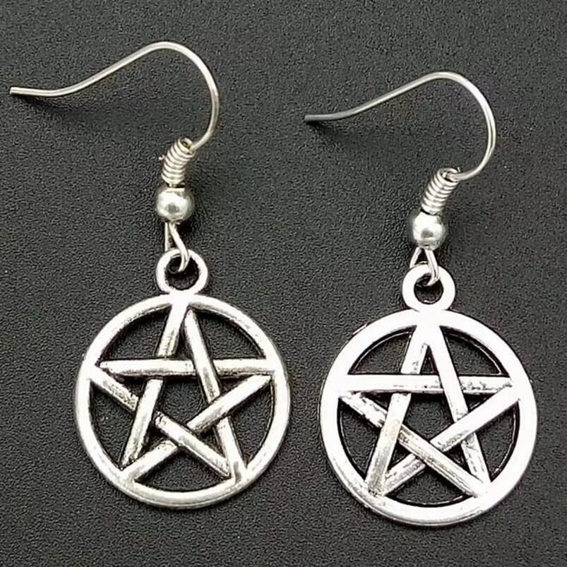 Fashion Jewelry 50Pair/Lot Ancient Silver Pentagram Pentacle Charm Pendants Drape Earrings Witch Pagan Goth Jewelry Gift A45
Fashion Jewelry 50Pair/Lot Ancient Silver Pentagram Pentacle Charm Pendants Drape Earrings Witch Pagan Goth Jewelry Gift A45