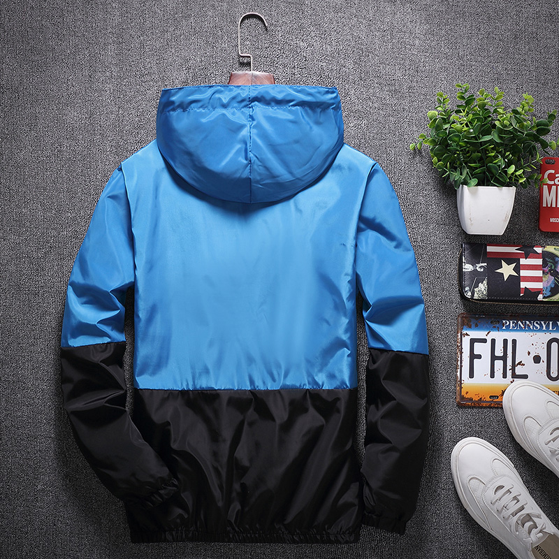 Color Matching Jacket Men Windbreaker Jacket Men's Hooded Casual Jackets Male Coat Thin Men Coat Outwear 4XL