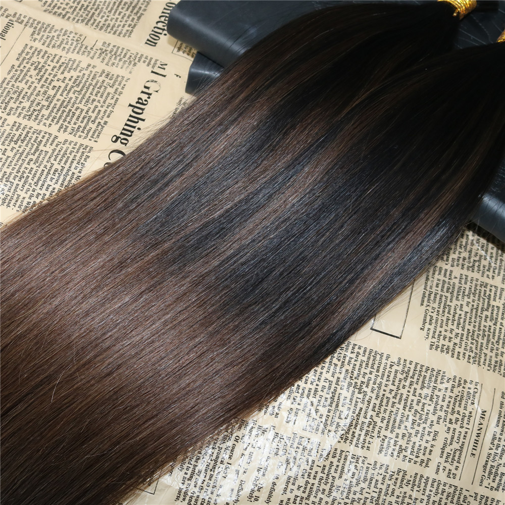 Ombre Human Hair Extensions I Tip Hair Balayage #2 fading to #5 Keratin Tipped Human Hair Extensions Pre Bonded I Tip 1g/str