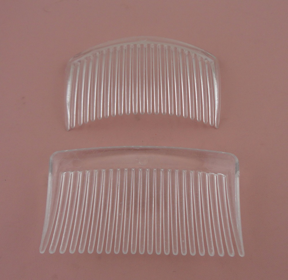 20PCS 5.0cm*8.5cm 23teeth Clear plain plastic hair combs for diy hair accessories bridal headpieces,transparent side combs