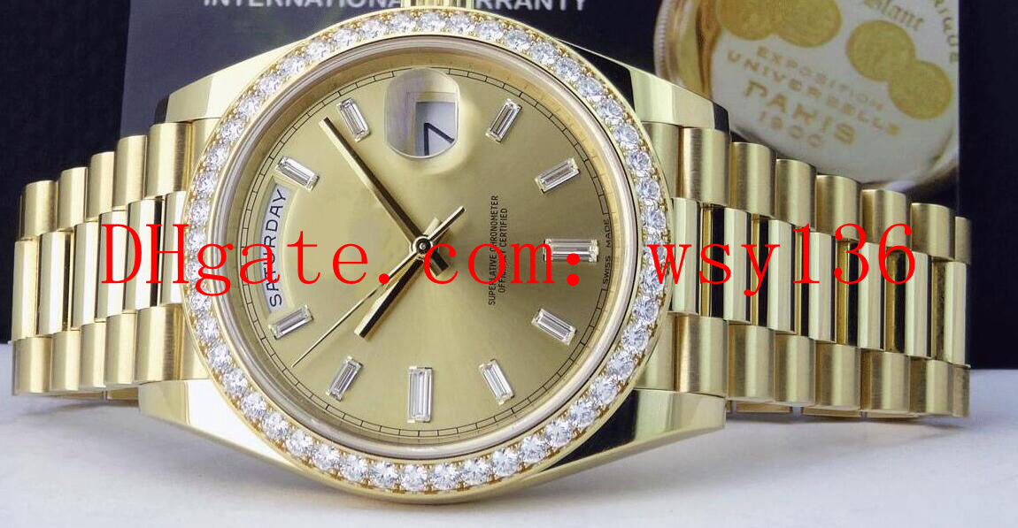 Luxury Men's Watches President 18kt GOLD DayDate 40MM Champagne Dial & DIAMOND Bezel 228348 Mechanical Automatic Movement Mens Watches
Luxury Men's Watches President 18kt GOLD DayDate 40MM Champagne Dial & DIAMOND Bezel 228348 Mechanical Automatic Movement Mens Watches