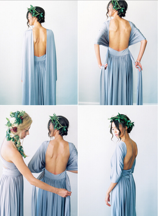 Baby Blue Cheap Simple Convertible Bridesmaid V Neck Sweetheart Pleats Floor Length Wedding Gust Dresses Maid Of Honor Gowns