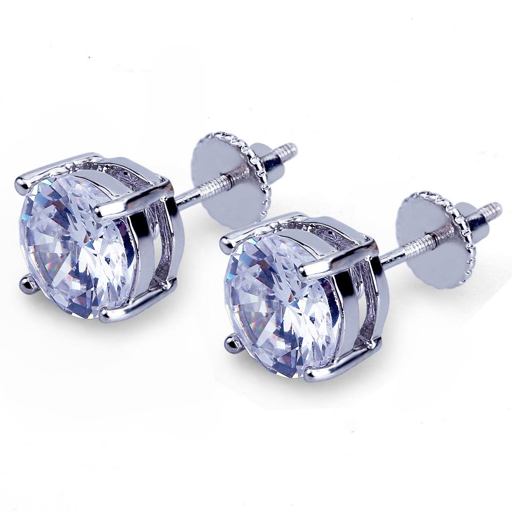 8mm Hip Hop Stud Earrings Silver Gold Plated CZ earring mens womens earing ear ring Women Men designer earings luxury Jewelry Gift