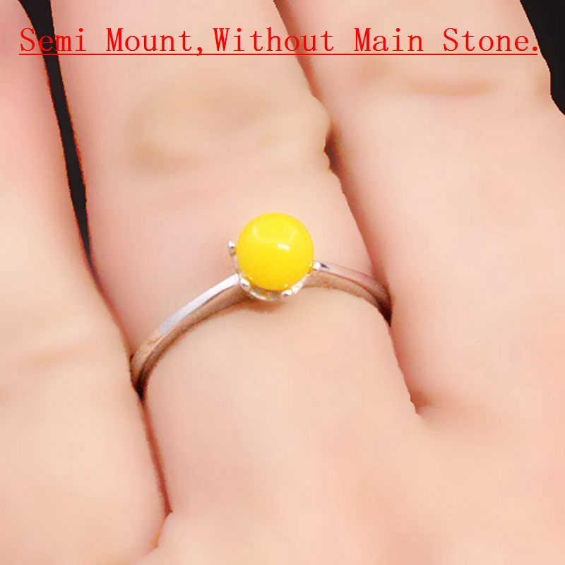 925 Sterling Silver Women Engagement Wedding Ring 4-5MM Round Bead or Pearl Semi Mount Ring Wholesale