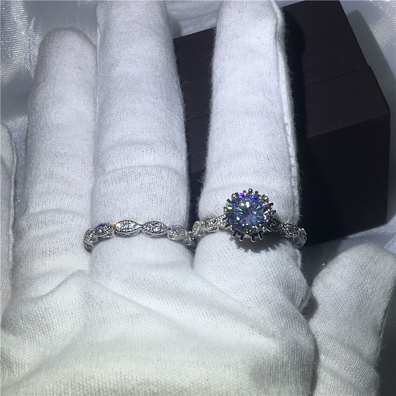 Fashion Jewelry Engagement Wedding Band Ring Set for women 3ct 5A zircon cz 925 sterling silver 2-in-1 Female Party ring