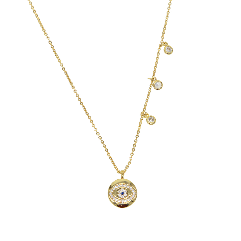 Gold plated lucky evil eye charm necklace cz drop elegance fashion jewelry women elegance fashion pendant necklaces