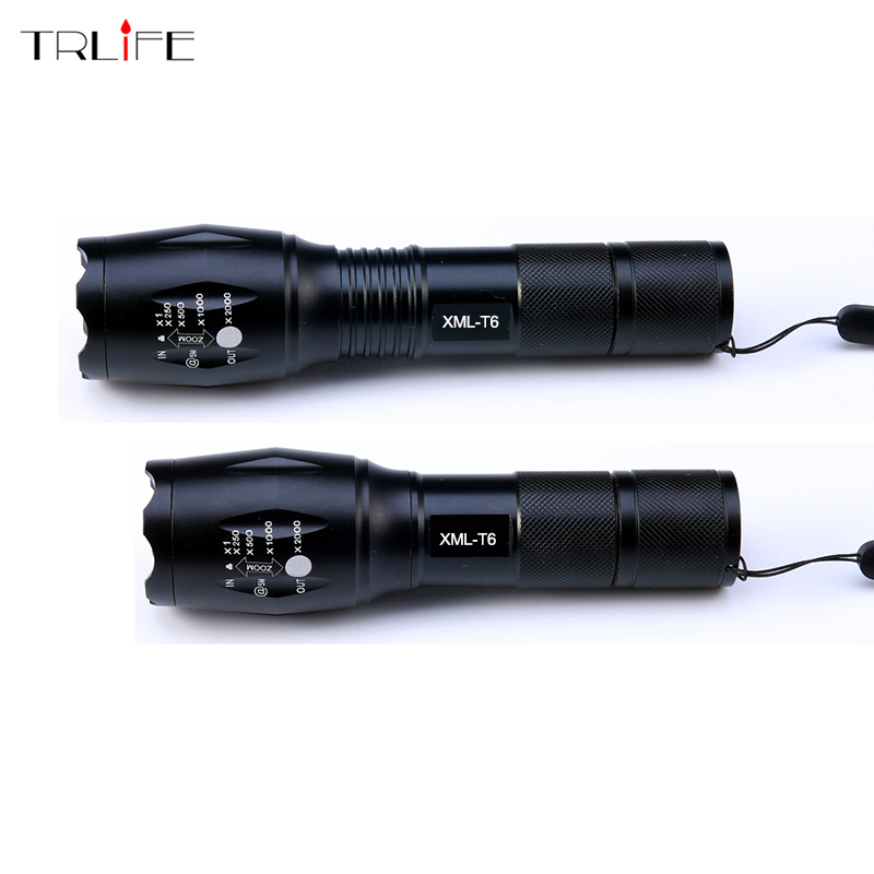 

Portable 8000 Lumens Cree Xm -L T6 Led Flashlight Torch Zoomable Lamp 5 -Mode Lanterna By 1 *18650 Battery Or 3 * Battery