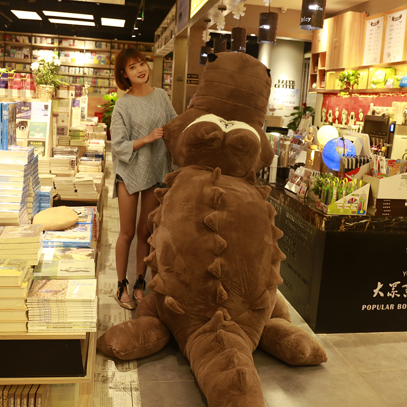 Dorimytrader Biggest Soft Lying Animal Crocodile Plush Toy Anime Alligator Toy Animals Pillow Lover Gift Accompany Gifts 300cm DY50195