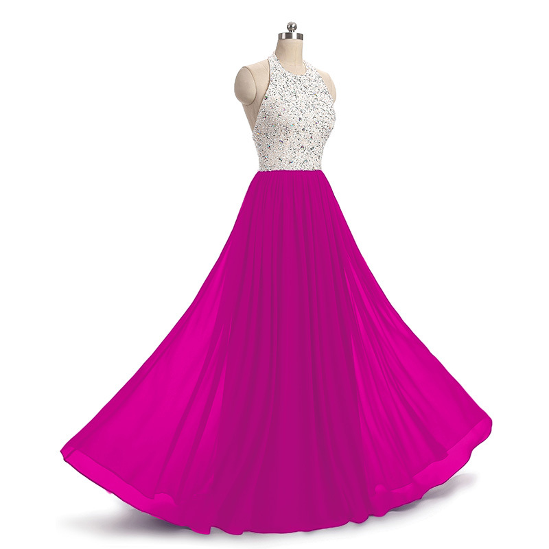 2018 New Cheap Red Chiffon Evening Dresses Beaded Crystals Sleeveless Formal Prom Party Celebrity Gowns QC1135