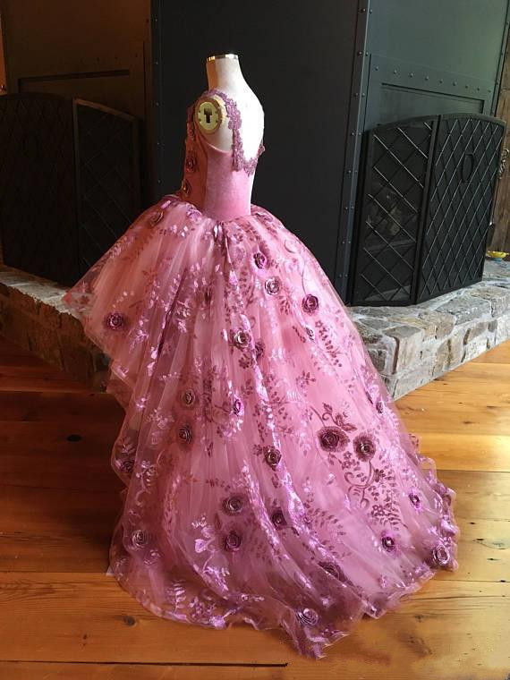 Low Pink High wer Girl Dresses for Weddings D al Appliques Little Girls Pageant Dress Tulle First Communion Skirt S Ress