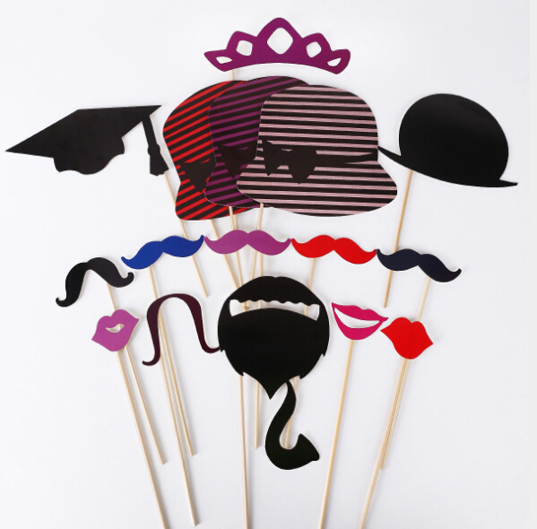 Photo Props Interesting Birthday Parties Welcome Creative Wedding Red Lip Paper Beard Paper Hat Fun Birthday Paper Cap 76pcs/set