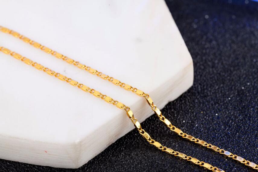 Fashion short clavicle chain plating 18K Gold 2mm smooth flat chain European and American trade accessories necklace 50pcs/lot L412
