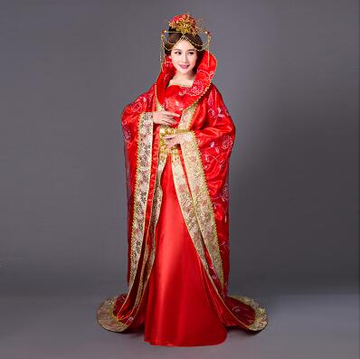Ancient China Tang Song costume Hanfu imperial concubine Queen dress Daming princess stage performance photo studio Outfit Blue Red Pink