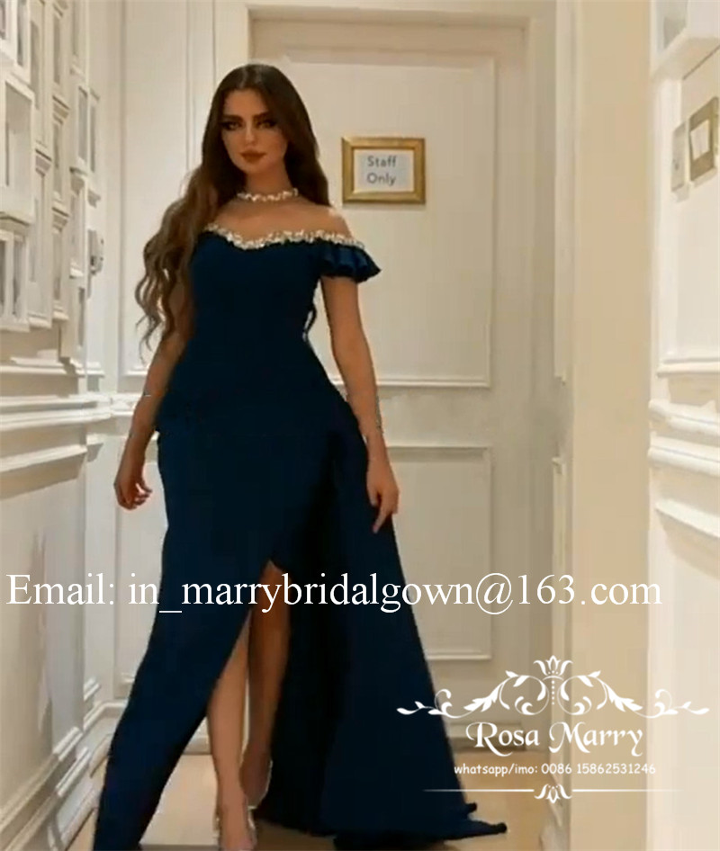 Arabic Design Mermaid Plus Size Evening Dresses 2020 Yousef Aljasmi Sequined Beads High Split African Formal Dresses Party Evening Prom Gown