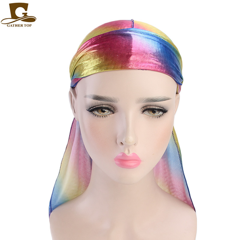 Women Headband Reese Silk Long Tail Pirate Hat Baotou Hair Band Hip Hop Cloak Cap DURAG Hair Accessories Free Shipping