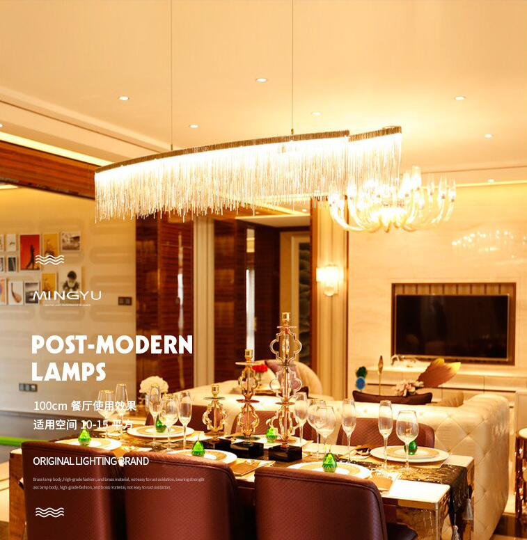 Led Modern Chandelier Lighting Tassel Design Indoor Chandelier Light Hanging Pendant Light Hotel Restaurant Home Lamps Silver or Gold Color
