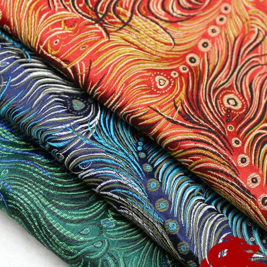 Ancient Chinese Han Tang Diy Costume Kimono Cos Silk Peacock tail Sewing Damask Fabric Width 29"