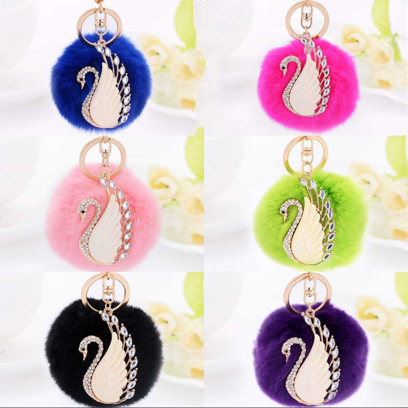 Rabbit Fur Ball keychain Fluffy Round Ball with Bling Bling Swan Metal Keyring Car Keychains Purse Charms Handbag Pendant
Rabbit Fur Ball keychain Fluffy Round Ball with Bling Bling Swan Metal Keyring Car Keychains Purse Charms Handbag Pendant