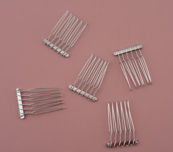 20pcs 2.5cm*3.7cm 6teeth Silver Finish Plain Metal Hair Combs at lead free and nickle free,hair accessories side combs for DIY Tiaras