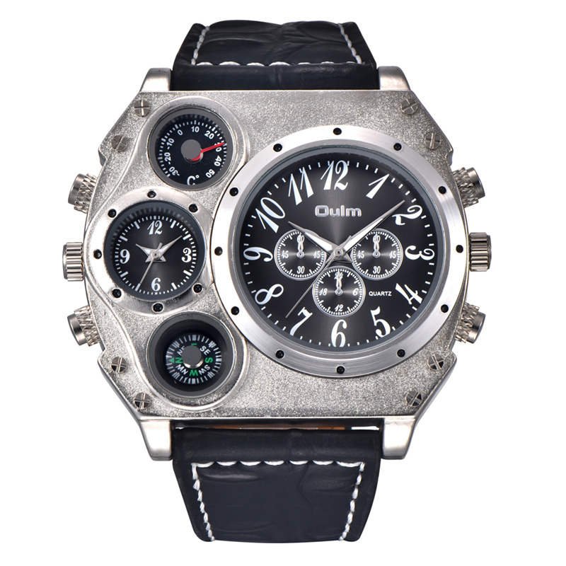 Oulm Super Large Big Watch Male Quartz Clock Unique Design Two Time Zone Decorative Thermometer Compass Men Sport Wristwatch, White
Oulm Super Large Big Watch Male Quartz Clock Unique Design Two Time Zone Decorative Thermometer Compass Men Sport Wristwatch, White