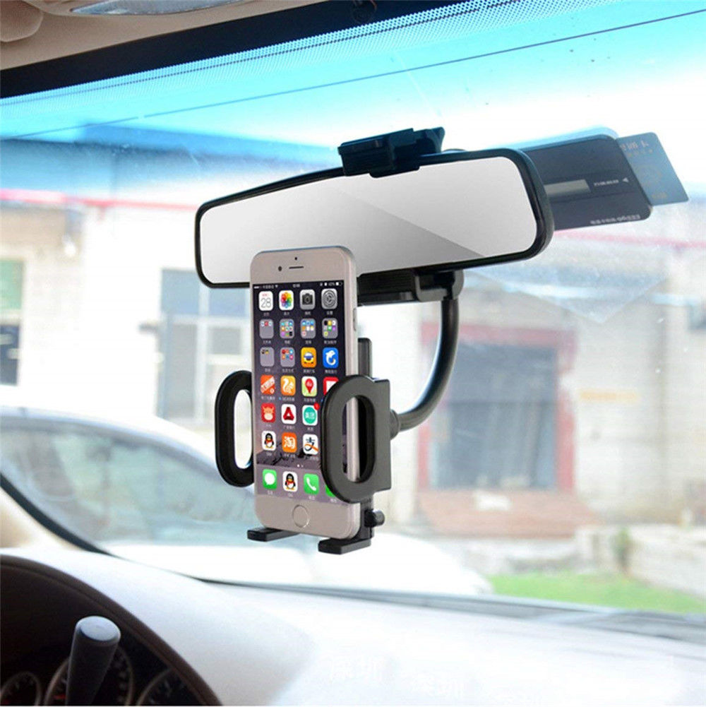 Universal 360° Car Rearview Mirror Mount Stand Holder Cradle For Cell Phone GPS Cell Phone Mounts Holders7602213
