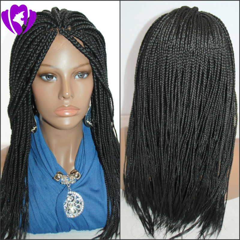 Stock long Black Braided lace Wigs with Baby Hair Braiding hair Heat Resistant Glueless Synthetic Lace Front Wigs for Black Women