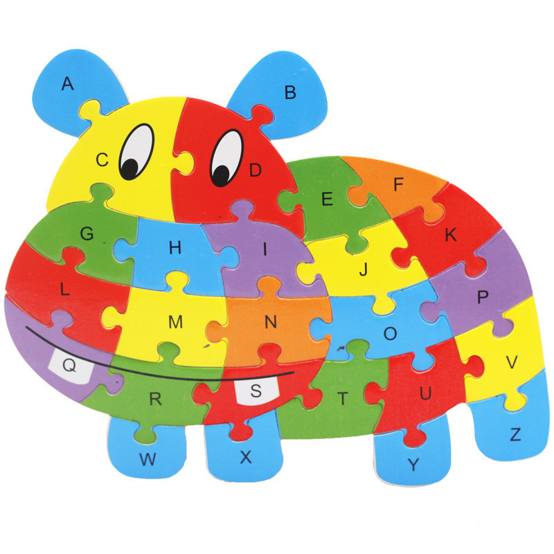 wooden animals english 26 alphabetic letter jigsaw puzzle children 356 years old factory price wholesale mix order 2 set or more