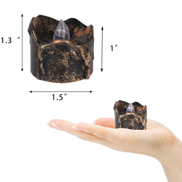 Party Decoration Halloween Black Flameless Candles Flash LED Battery Powered Light Candles