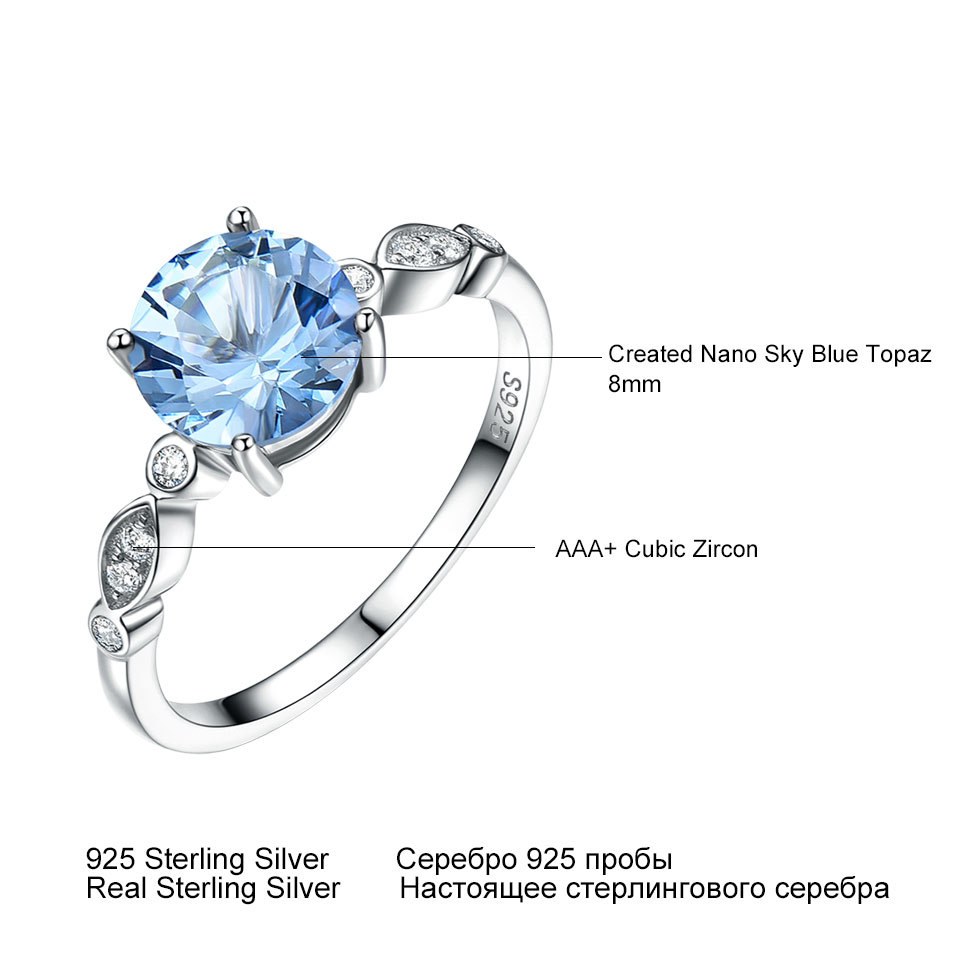 UMCHO Sky Blue Topaz Silver Ring Female Solid 925 Sterling Silver Rings For Women Wedding Band Birthstone Aquamarine GemstoneY1882701