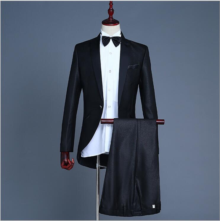 Magician Little Swallowtail Suit Men's Vocal Chorus Conductor Performance Gown Coat Nightclub Bar Hoster Suits Wedding Formal Tuxedos