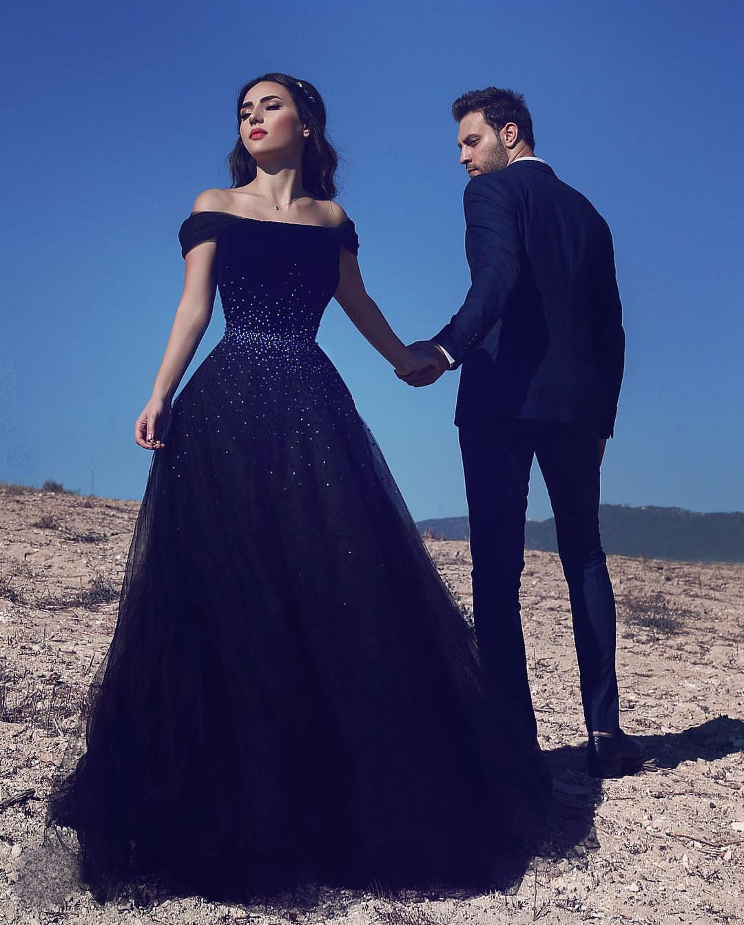Navy Blue 2018 Prom Dress Custom Made Off The Shoulder Rhinestones Tulle Evening Dresses For Formal Events