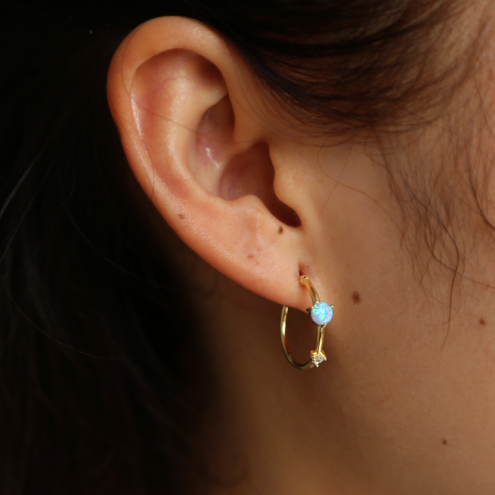 925 sterling silver opal hoop earring gold plated minimal thin circle hoops simple fashion girl women gift earring jewelrys