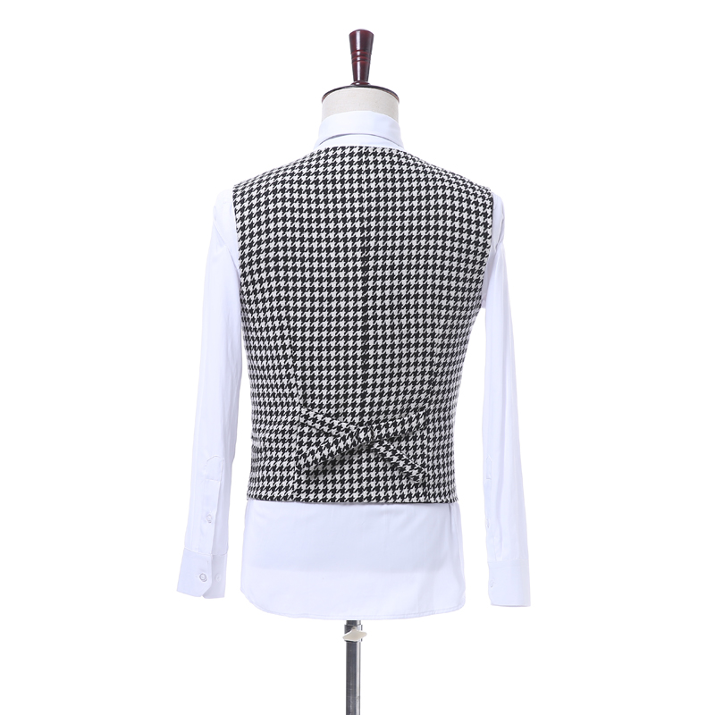 New Fashion Houndstooth Groom Tuxedos Groomsmen Blazer Excellent Men Business Formal Prom Party Suit Customize(Jacket+Pants+Tie+Vest) NO;937