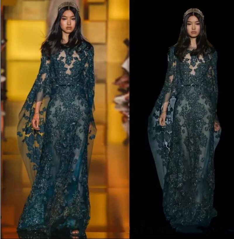 Modest Elie Saab Sheath Dark Green Lace Applique Sparkling Sequins Prom Dresses Sheer Neck Red Carpet Celebrity Gowns Formal Evening Dresses, Water melon
Modest Elie Saab Sheath Dark Green Lace Applique Sparkling Sequins Prom Dresses Sheer Neck Red Carpet Celebrity Gowns Formal Evening Dresses, Water melon