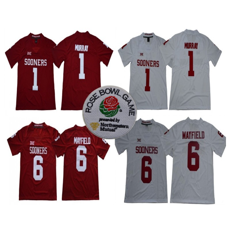 NCAA Oklahoma Sooners #1 Kyler Murray #6 Baker Mayfield 2018 New Brand Rose Bowl Patch Limited Stitched College Football Jerseys, As
NCAA Oklahoma Sooners #1 Kyler Murray #6 Baker Mayfield 2018 New Brand Rose Bowl Patch Limited Stitched College Football Jerseys, As