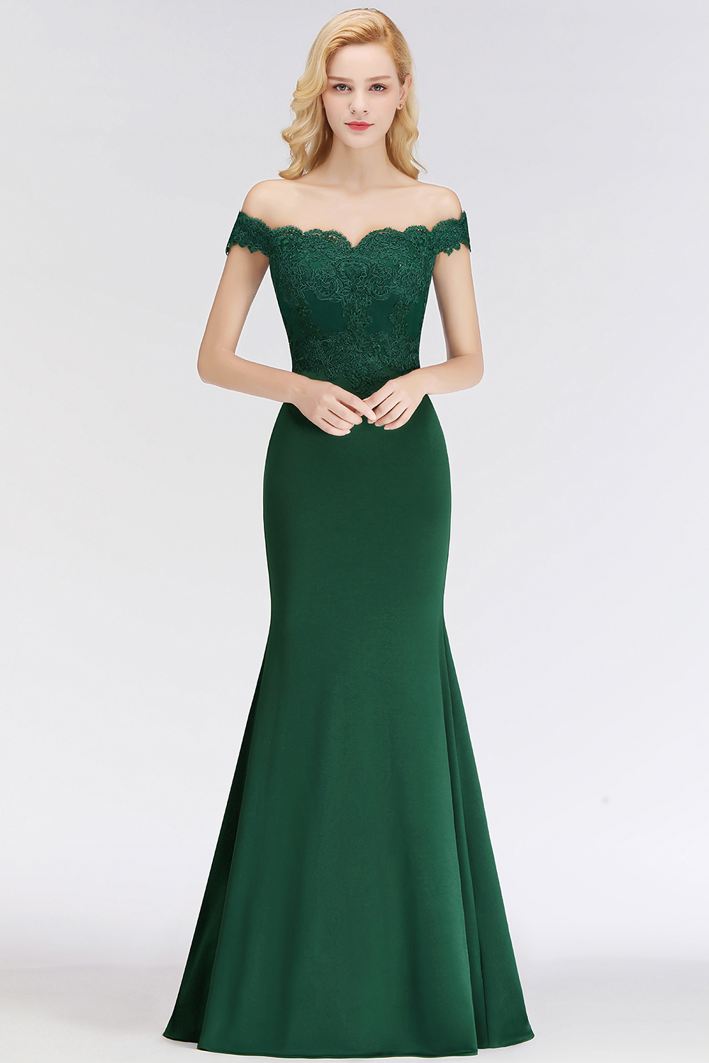 Dark Green Lace Mermaid Bridesmaid Dresses New Arrival Off Shoulders Zipper Back Burgundy Wedding Guest Party Wear Custom Made BM0065