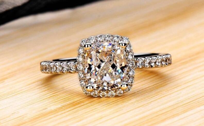 Victoria Wieck Simple Fashion Jewelry 925 Sterling Silver Cushion Shape White&Gold Topaz CZ Diamond Gemstones Party Women Wedding Band Ring