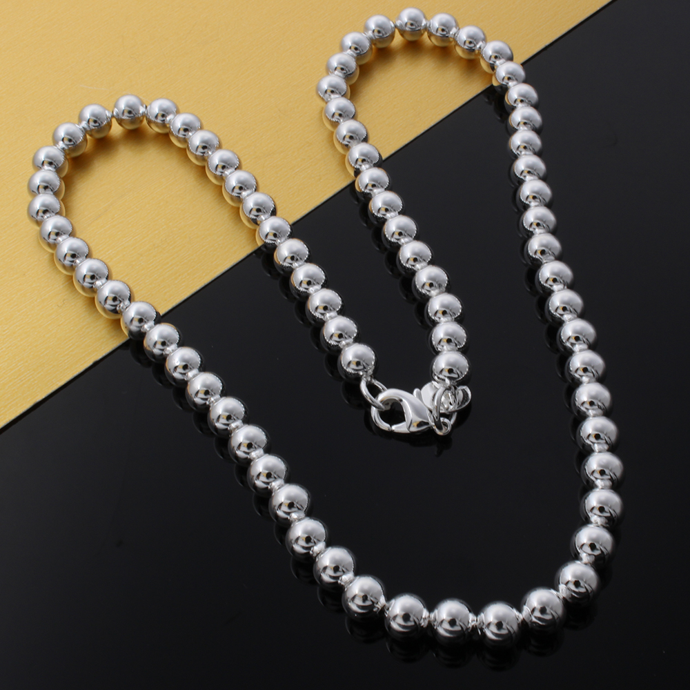 Fine 925 Sterling Silver Chain Bead Necklace, New Style Trendy 18Inch Chic 6MM Chain Men Women Necklace Link Italy Fashion Ideal Gift AN129
Fine 925 Sterling Silver Chain Bead Necklace, New Style Trendy 18Inch Chic 6MM Chain Men Women Necklace Link Italy Fashion Ideal Gift AN129