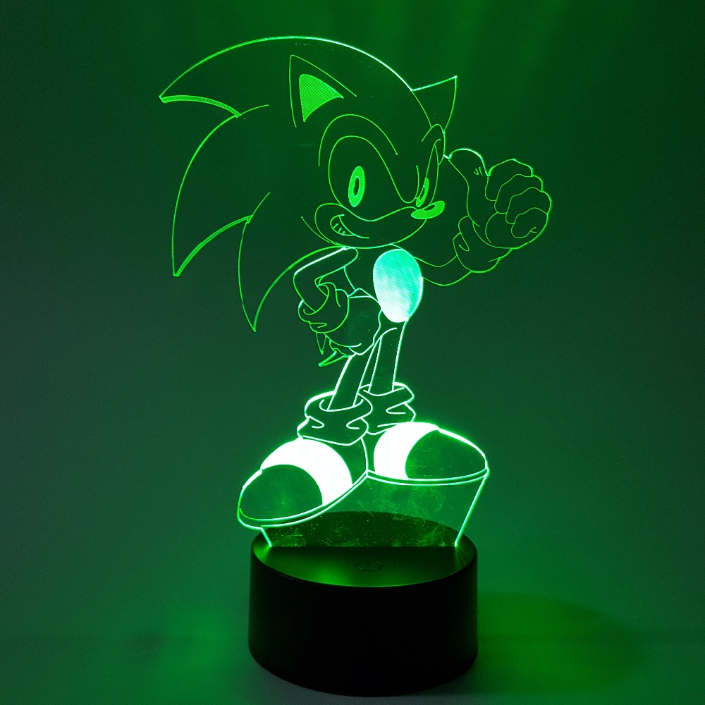 Sonic 3D Nightlight Visual Illusion LED RGB Changing Sonic The Hedgehog Action Figure Novelty Light For Christmas