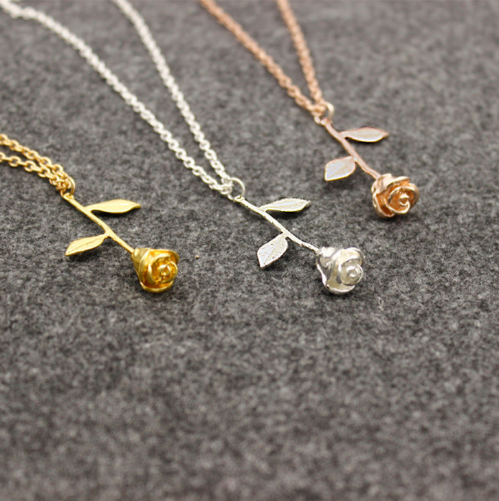 New Luxury Women Fashion Delicate Rose Necklace Final Rose Flower Rose Gold Silver Pendant
New Luxury Women Fashion Delicate Rose Necklace Final Rose Flower Rose Gold Silver Pendant