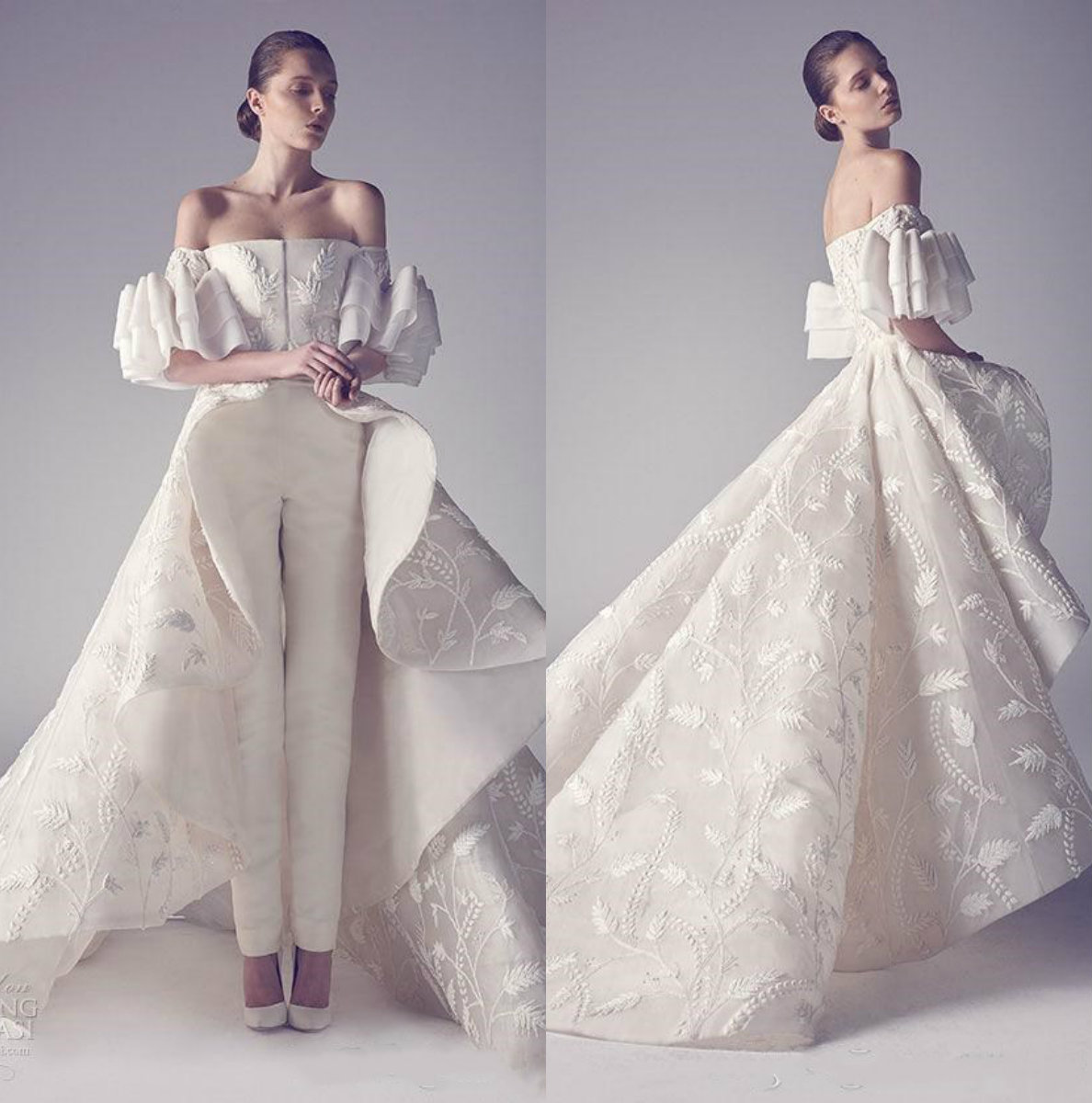 Off Shoulder Ivory Ashi Studio Wedding Dress Charming Applique Ruffles Plus Size Bride Pants Suits Modest Chapel Dress for Bridal, Same as image
Off Shoulder Ivory Ashi Studio Wedding Dress Charming Applique Ruffles Plus Size Bride Pants Suits Modest Chapel Dress for Bridal, Same as image