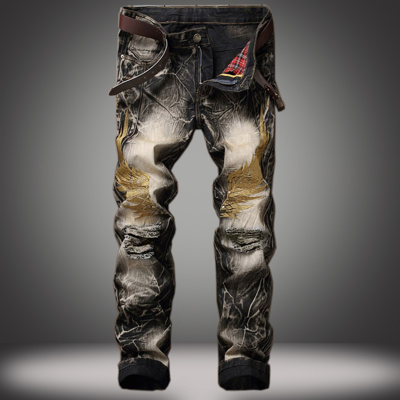 Fashion Gold Wing Jeans Men Autumn Vintage Slim Fit Jeans Men Hombres Pants Personality Unique Black Big Size Trousers
Fashion Gold Wing Jeans Men Autumn Vintage Slim Fit Jeans Men Hombres Pants Personality Unique Black Big Size Trousers